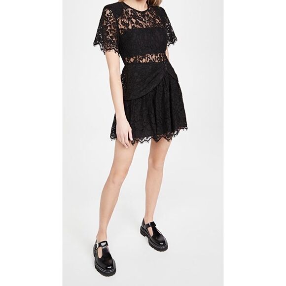 Self Portrait Fine Cord Sleeve Mini Dress